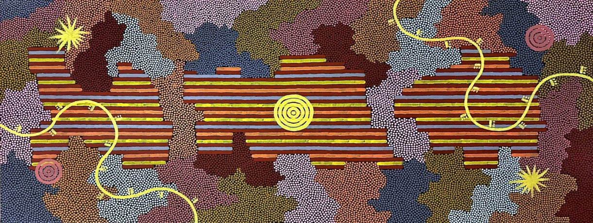 Danny Possum's Colorful abstract Possum dreaming