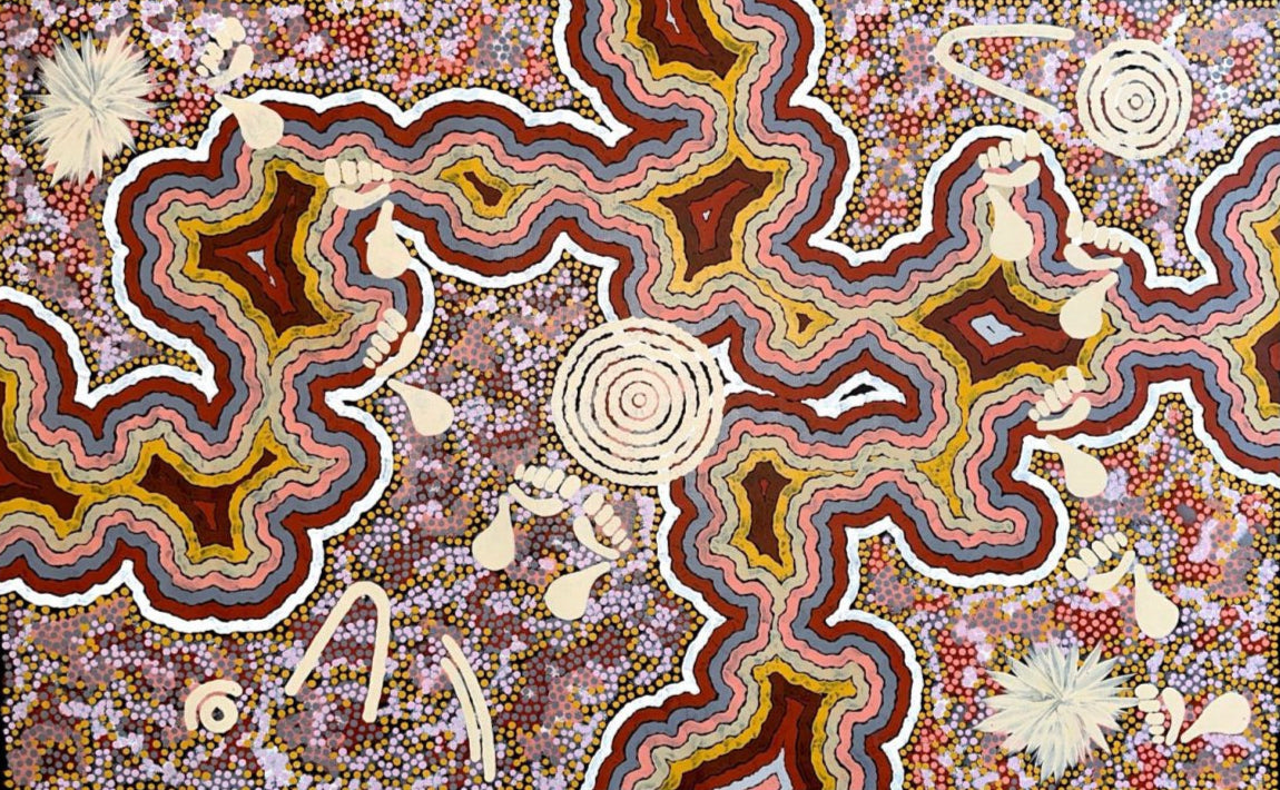 Danny Possums colourful worm dreaming contemporary artwork