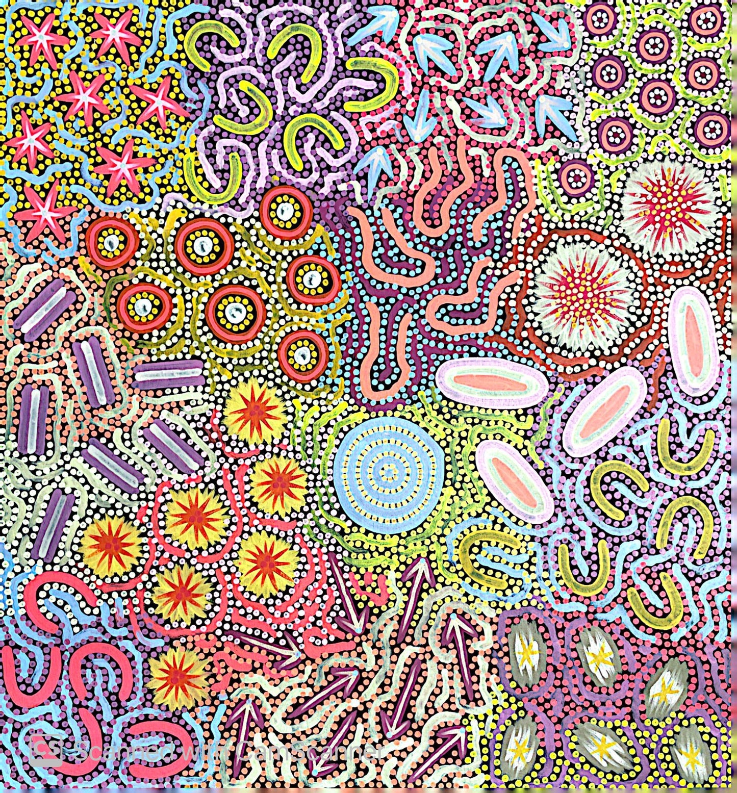 Chelsea Possum's abstract artwork depicting grandmother country