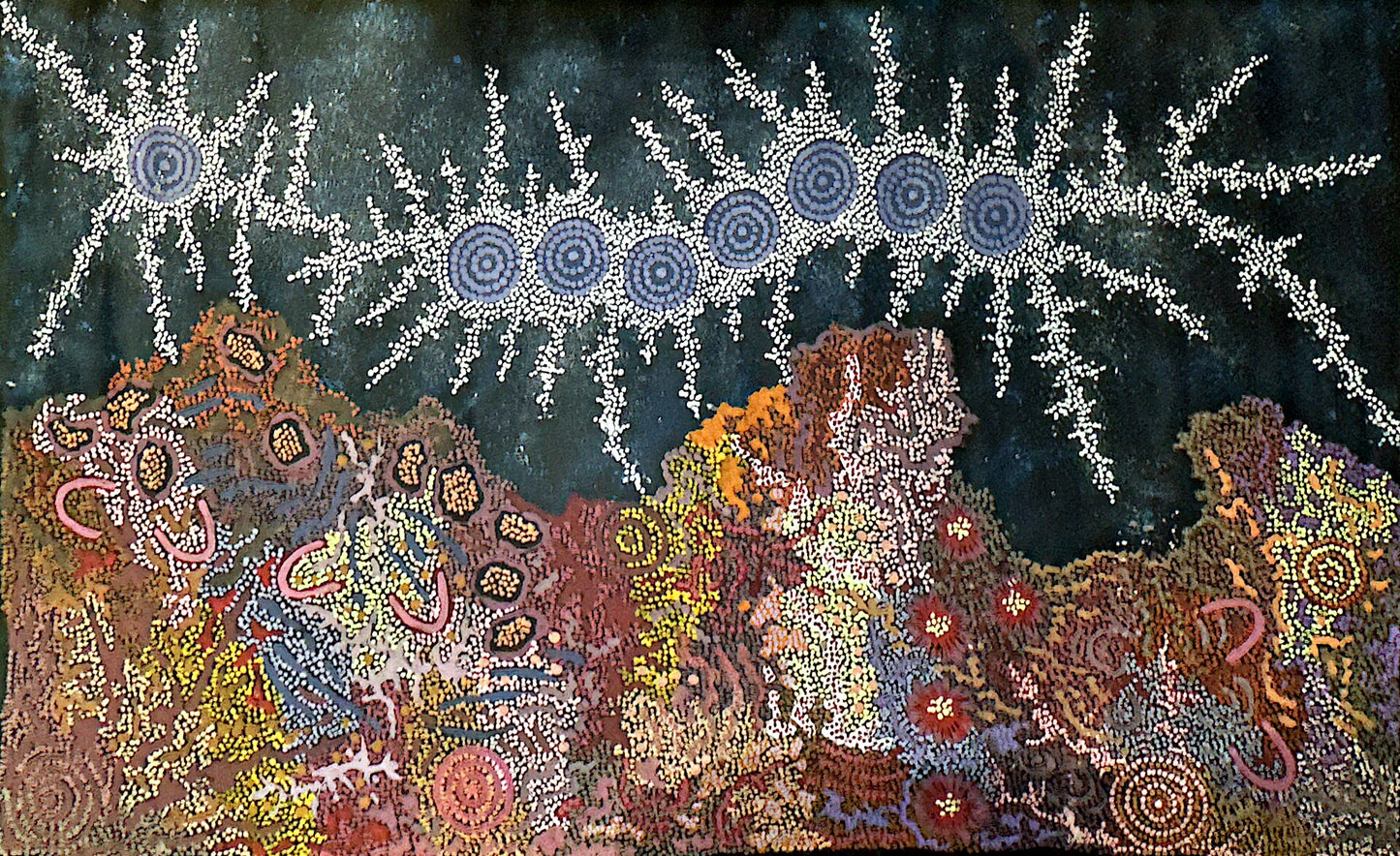 "Grandmother's Country & Seven Sisters Dreaming" By Gabriella Possum Nungurrayi