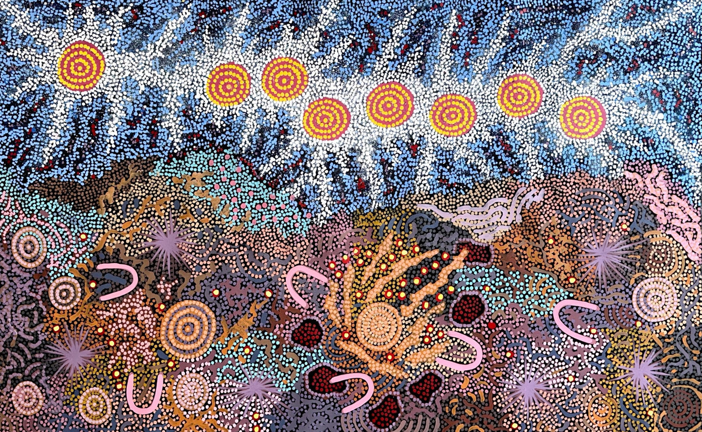 "Grandmother's Country & Seven Sisters Dreaming" By Gabriella Possum Nungurrayi