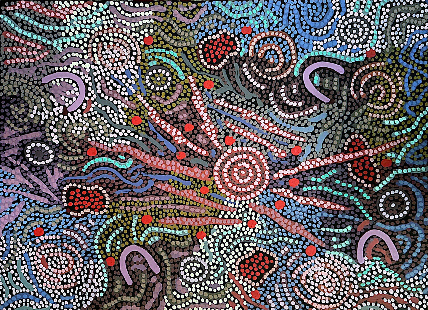 Gabriella Possum's abstract artwork depicting grandmother country