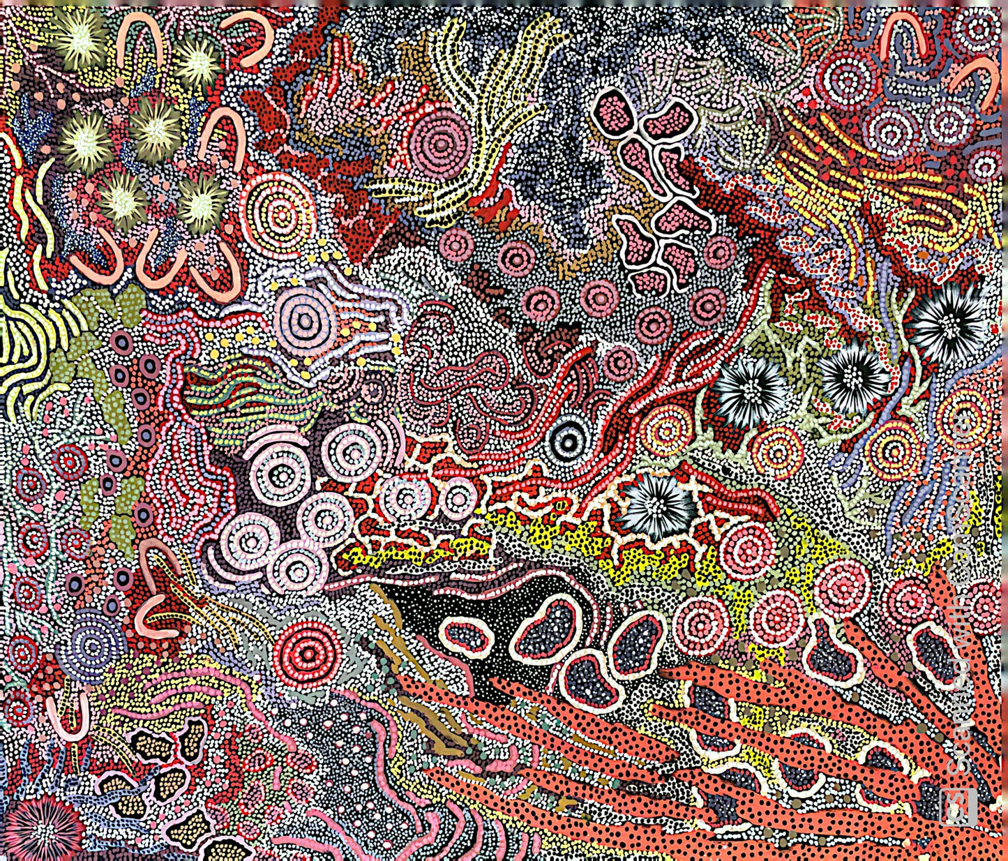 Gabriella Possum's abstract artwork depicting grandmother country