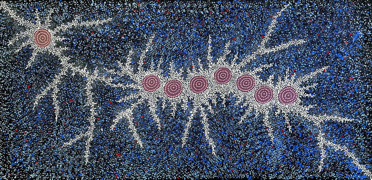 Gabriella Possum's Seven Sister artwork depicting the night sky