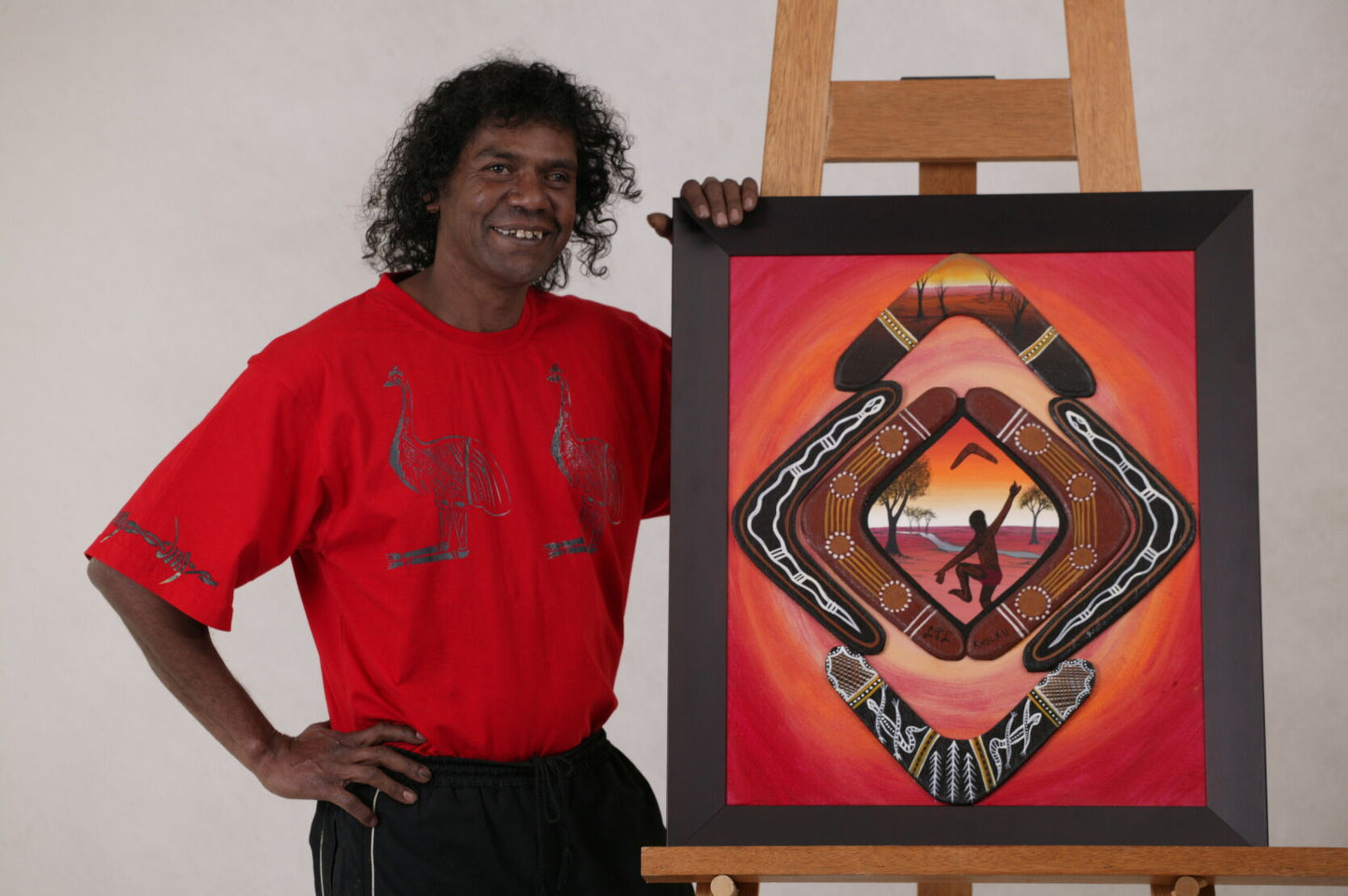 Lewis Langton standing next to his Boomerang artwork