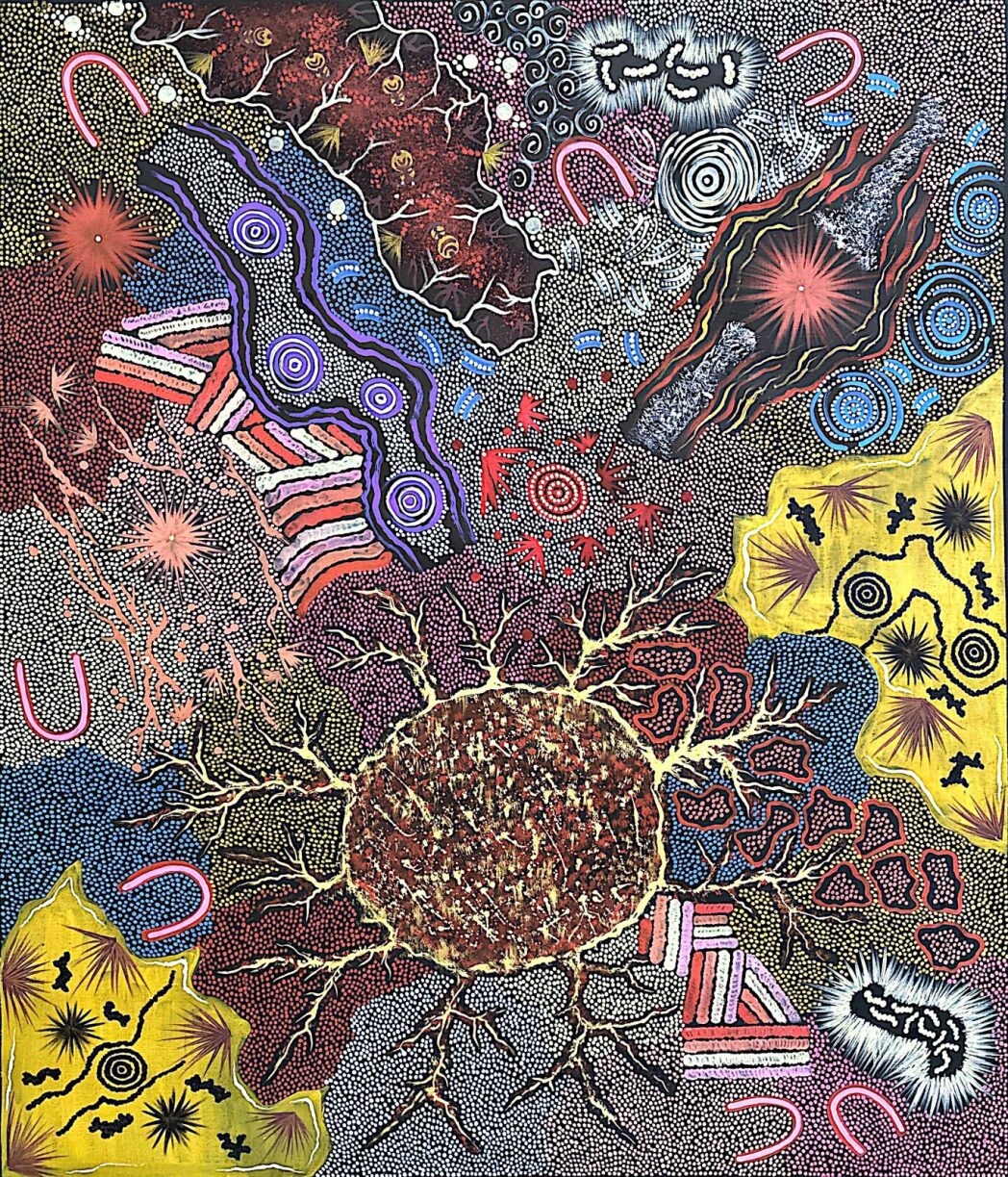 Nyrulla Possum's abstract artwork depicting grandmother country