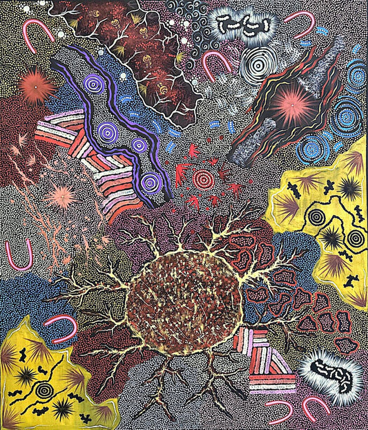 Nyrulla Possum's abstract artwork depicting grandmother country