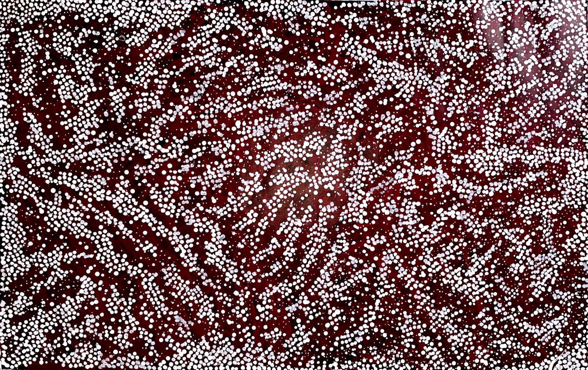 Nyrulla Possum's depiction of salt lakes using small white dots on a dark background