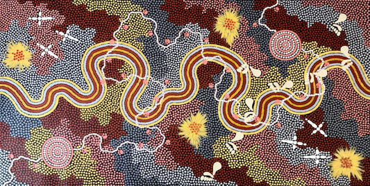 "Worm Dreaming" By Danny Possum Tjampitjinpa